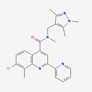 molecular formula C24H24ClN5O B4771722 7-chloro-N,8-dimethyl-2-(2-pyridinyl)-N-[(1,3,5-trimethyl-1H-pyrazol-4-yl)methyl]-4-quinolinecarboxamide 