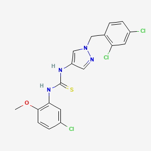molecular formula C18H15Cl3N4OS B4771747 N-(5-chloro-2-methoxyphenyl)-N'-[1-(2,4-dichlorobenzyl)-1H-pyrazol-4-yl]thiourea 