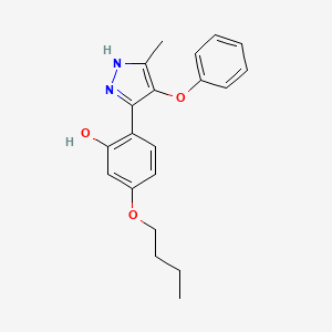 molecular formula C20H22N2O3 B4771761 5-butoxy-2-(5-methyl-4-phenoxy-1H-pyrazol-3-yl)phenol 