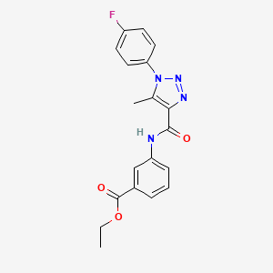 molecular formula C19H17FN4O3 B4771766 ethyl 3-({[1-(4-fluorophenyl)-5-methyl-1H-1,2,3-triazol-4-yl]carbonyl}amino)benzoate 