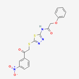 molecular formula C18H14N4O5S2 B4771832 N-(5-{[2-(3-nitrophenyl)-2-oxoethyl]thio}-1,3,4-thiadiazol-2-yl)-2-phenoxyacetamide 