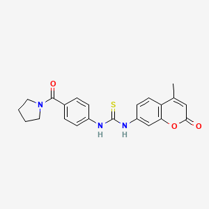 molecular formula C22H21N3O3S B4771844 N-(4-methyl-2-oxo-2H-chromen-7-yl)-N'-[4-(1-pyrrolidinylcarbonyl)phenyl]thiourea 