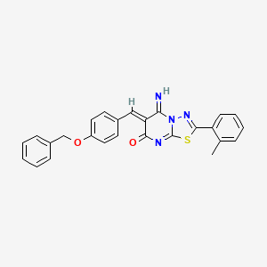 molecular formula C26H20N4O2S B4771859 6-[4-(benzyloxy)benzylidene]-5-imino-2-(2-methylphenyl)-5,6-dihydro-7H-[1,3,4]thiadiazolo[3,2-a]pyrimidin-7-one 