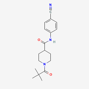 molecular formula C18H23N3O2 B4771959 N-(4-cyanophenyl)-1-(2,2-dimethylpropanoyl)-4-piperidinecarboxamide 