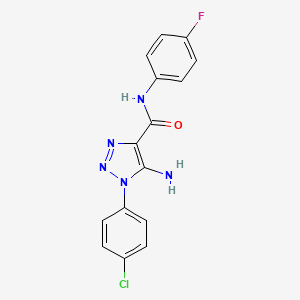 molecular formula C15H11ClFN5O B4771963 5-amino-1-(4-chlorophenyl)-N-(4-fluorophenyl)-1H-1,2,3-triazole-4-carboxamide 