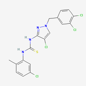 molecular formula C18H14Cl4N4S B4771975 N-[4-chloro-1-(3,4-dichlorobenzyl)-1H-pyrazol-3-yl]-N'-(5-chloro-2-methylphenyl)thiourea 
