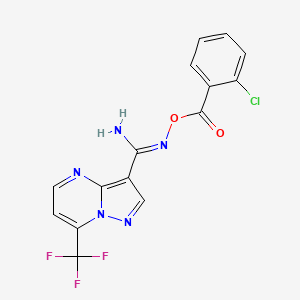 molecular formula C15H9ClF3N5O2 B4771989 N'-[(2-chlorobenzoyl)oxy]-7-(trifluoromethyl)pyrazolo[1,5-a]pyrimidine-3-carboximidamide 