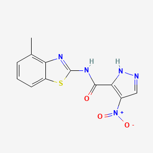 molecular formula C12H9N5O3S B4771991 N-(4-methyl-1,3-benzothiazol-2-yl)-4-nitro-1H-pyrazole-3-carboxamide 