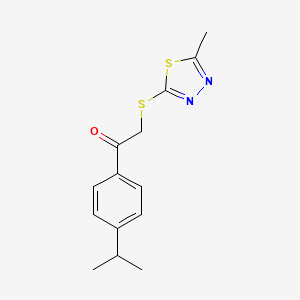 molecular formula C14H16N2OS2 B4771997 1-(4-isopropylphenyl)-2-[(5-methyl-1,3,4-thiadiazol-2-yl)thio]ethanone 