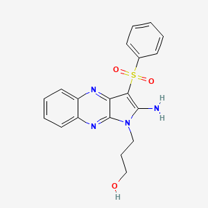 molecular formula C19H18N4O3S B4772010 3-[2-amino-3-(phenylsulfonyl)-1H-pyrrolo[2,3-b]quinoxalin-1-yl]-1-propanol 