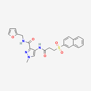 molecular formula C23H22N4O5S B4772062 N-(2-furylmethyl)-1-methyl-4-{[3-(2-naphthylsulfonyl)propanoyl]amino}-1H-pyrazole-3-carboxamide 
