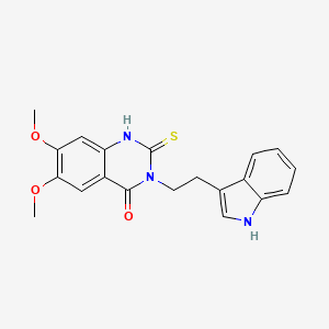 molecular formula C20H19N3O3S B4772098 3-[2-(1H-indol-3-yl)ethyl]-6,7-dimethoxy-2-thioxo-2,3-dihydro-4(1H)-quinazolinone 