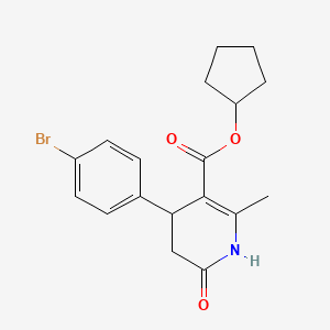 molecular formula C18H20BrNO3 B4772106 cyclopentyl 4-(4-bromophenyl)-2-methyl-6-oxo-1,4,5,6-tetrahydro-3-pyridinecarboxylate 