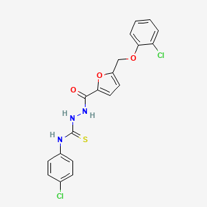molecular formula C19H15Cl2N3O3S B4772152 2-{5-[(2-chlorophenoxy)methyl]-2-furoyl}-N-(4-chlorophenyl)hydrazinecarbothioamide 