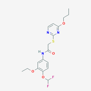 molecular formula C18H21F2N3O4S B4772167 N-[4-(difluoromethoxy)-3-ethoxyphenyl]-2-[(4-propoxy-2-pyrimidinyl)thio]acetamide 