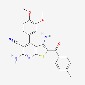 molecular formula C24H20N4O3S B4772170 3,6-diamino-4-(3,4-dimethoxyphenyl)-2-(4-methylbenzoyl)thieno[2,3-b]pyridine-5-carbonitrile 