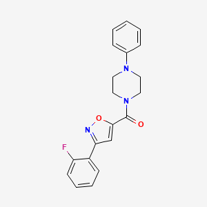 molecular formula C20H18FN3O2 B4772176 1-{[3-(2-fluorophenyl)-5-isoxazolyl]carbonyl}-4-phenylpiperazine 
