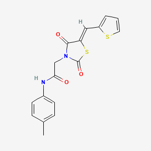 molecular formula C17H14N2O3S2 B4772196 2-[2,4-dioxo-5-(2-thienylmethylene)-1,3-thiazolidin-3-yl]-N-(4-methylphenyl)acetamide 