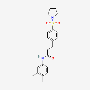 molecular formula C21H26N2O3S B4772240 N-(3,4-dimethylphenyl)-3-[4-(1-pyrrolidinylsulfonyl)phenyl]propanamide 