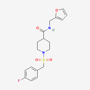 molecular formula C18H21FN2O4S B4772244 1-[(4-fluorobenzyl)sulfonyl]-N-(2-furylmethyl)-4-piperidinecarboxamide 