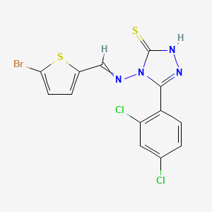 molecular formula C13H7BrCl2N4S2 B4772247 4-{[(5-bromo-2-thienyl)methylene]amino}-5-(2,4-dichlorophenyl)-4H-1,2,4-triazole-3-thiol 