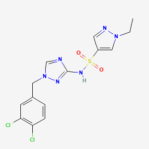 molecular formula C14H14Cl2N6O2S B4772286 N-[1-(3,4-dichlorobenzyl)-1H-1,2,4-triazol-3-yl]-1-ethyl-1H-pyrazole-4-sulfonamide 