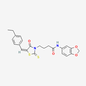 molecular formula C23H22N2O4S2 B4772311 N-1,3-benzodioxol-5-yl-4-[5-(4-ethylbenzylidene)-4-oxo-2-thioxo-1,3-thiazolidin-3-yl]butanamide 