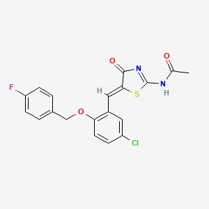 molecular formula C19H14ClFN2O3S B4772337 N-(5-{5-chloro-2-[(4-fluorobenzyl)oxy]benzylidene}-4-oxo-4,5-dihydro-1,3-thiazol-2-yl)acetamide 
