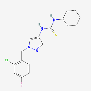 molecular formula C17H20ClFN4S B4772341 N-[1-(2-chloro-4-fluorobenzyl)-1H-pyrazol-4-yl]-N'-cyclohexylthiourea 