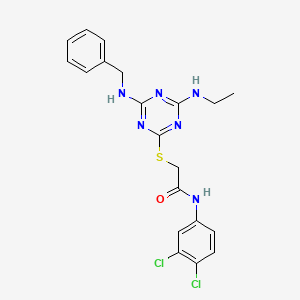 molecular formula C20H20Cl2N6OS B4772343 2-{[4-(benzylamino)-6-(ethylamino)-1,3,5-triazin-2-yl]thio}-N-(3,4-dichlorophenyl)acetamide 