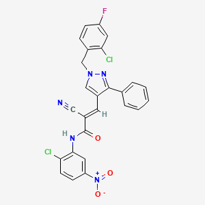 molecular formula C26H16Cl2FN5O3 B4772363 3-[1-(2-chloro-4-fluorobenzyl)-3-phenyl-1H-pyrazol-4-yl]-N-(2-chloro-5-nitrophenyl)-2-cyanoacrylamide 