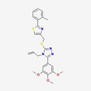 molecular formula C25H26N4O3S2 B4772434 4-allyl-3-({[2-(2-methylphenyl)-1,3-thiazol-4-yl]methyl}thio)-5-(3,4,5-trimethoxyphenyl)-4H-1,2,4-triazole 