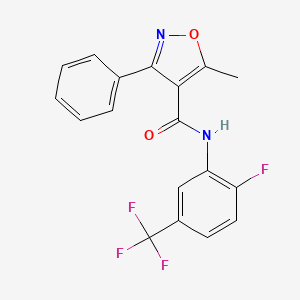molecular formula C18H12F4N2O2 B4772439 N-[2-fluoro-5-(trifluoromethyl)phenyl]-5-methyl-3-phenyl-4-isoxazolecarboxamide 