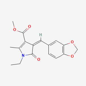 molecular formula C17H17NO5 B4772441 methyl 4-(1,3-benzodioxol-5-ylmethylene)-1-ethyl-2-methyl-5-oxo-4,5-dihydro-1H-pyrrole-3-carboxylate 
