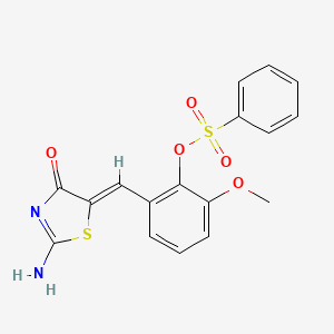 molecular formula C17H14N2O5S2 B4772447 2-[(2-imino-4-oxo-1,3-thiazolidin-5-ylidene)methyl]-6-methoxyphenyl benzenesulfonate 