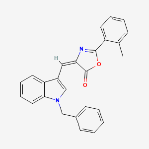 molecular formula C26H20N2O2 B4772478 4-[(1-benzyl-1H-indol-3-yl)methylene]-2-(2-methylphenyl)-1,3-oxazol-5(4H)-one 