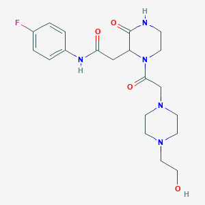 molecular formula C20H28FN5O4 B4772494 N-(4-fluorophenyl)-2-(1-{[4-(2-hydroxyethyl)-1-piperazinyl]acetyl}-3-oxo-2-piperazinyl)acetamide 