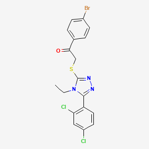molecular formula C18H14BrCl2N3OS B4772539 1-(4-bromophenyl)-2-{[5-(2,4-dichlorophenyl)-4-ethyl-4H-1,2,4-triazol-3-yl]thio}ethanone 