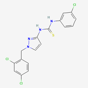 molecular formula C17H13Cl3N4S B4772556 N-(3-chlorophenyl)-N'-[1-(2,4-dichlorobenzyl)-1H-pyrazol-3-yl]thiourea 