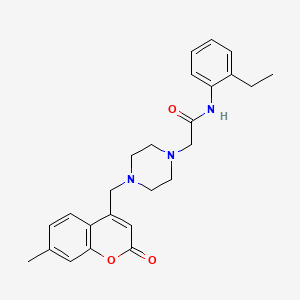 molecular formula C25H29N3O3 B4772558 N-(2-ethylphenyl)-2-{4-[(7-methyl-2-oxo-2H-chromen-4-yl)methyl]-1-piperazinyl}acetamide 