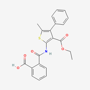molecular formula C22H19NO5S B4772591 2-({[3-(ethoxycarbonyl)-5-methyl-4-phenyl-2-thienyl]amino}carbonyl)benzoic acid 