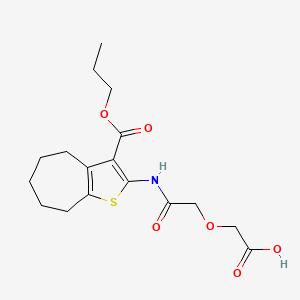 molecular formula C17H23NO6S B4772595 (2-oxo-2-{[3-(propoxycarbonyl)-5,6,7,8-tetrahydro-4H-cyclohepta[b]thien-2-yl]amino}ethoxy)acetic acid 