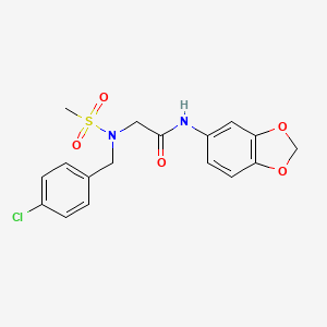molecular formula C17H17ClN2O5S B4772618 N~1~-1,3-benzodioxol-5-yl-N~2~-(4-chlorobenzyl)-N~2~-(methylsulfonyl)glycinamide 
