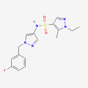 molecular formula C16H18FN5O2S B4772620 1-ethyl-N-[1-(3-fluorobenzyl)-1H-pyrazol-4-yl]-5-methyl-1H-pyrazole-4-sulfonamide 
