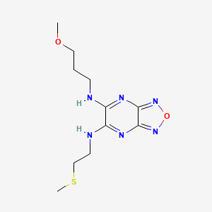 molecular formula C11H18N6O2S B4772629 N-(3-methoxypropyl)-N'-[2-(methylthio)ethyl][1,2,5]oxadiazolo[3,4-b]pyrazine-5,6-diamine 