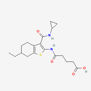 molecular formula C19H26N2O4S B4772634 5-({3-[(cyclopropylamino)carbonyl]-6-ethyl-4,5,6,7-tetrahydro-1-benzothien-2-yl}amino)-5-oxopentanoic acid 