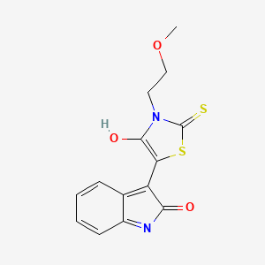 3-[3-(2-methoxyethyl)-4-oxo-2-thioxo-1,3-thiazolidin-5-ylidene]-1,3-dihydro-2H-indol-2-one