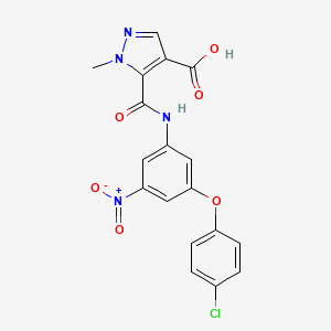 molecular formula C18H13ClN4O6 B4772734 5-({[3-(4-chlorophenoxy)-5-nitrophenyl]amino}carbonyl)-1-methyl-1H-pyrazole-4-carboxylic acid 