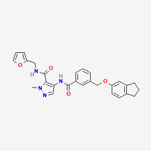 molecular formula C27H26N4O4 B4772803 4-({3-[(2,3-dihydro-1H-inden-5-yloxy)methyl]benzoyl}amino)-N-(2-furylmethyl)-1-methyl-1H-pyrazole-5-carboxamide 