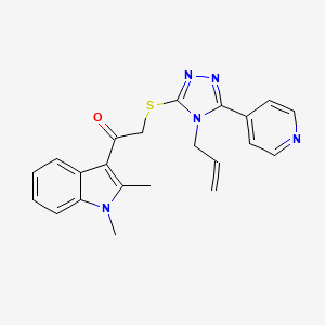 molecular formula C22H21N5OS B4772815 2-{[4-allyl-5-(4-pyridinyl)-4H-1,2,4-triazol-3-yl]thio}-1-(1,2-dimethyl-1H-indol-3-yl)ethanone 